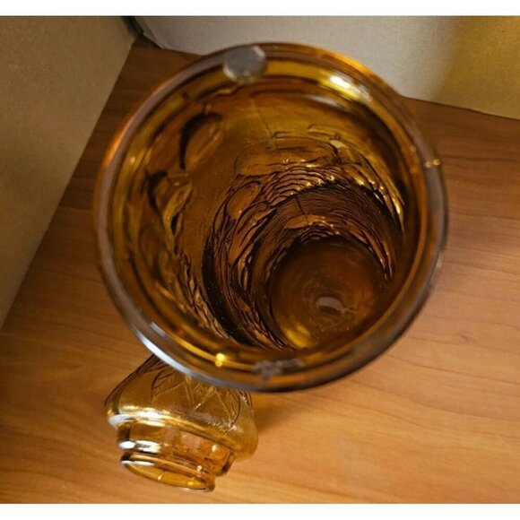 Vintage Empoli Dark Amber Glass Vase or Container with Topper, Fruit Motif - Picture 4 of 8